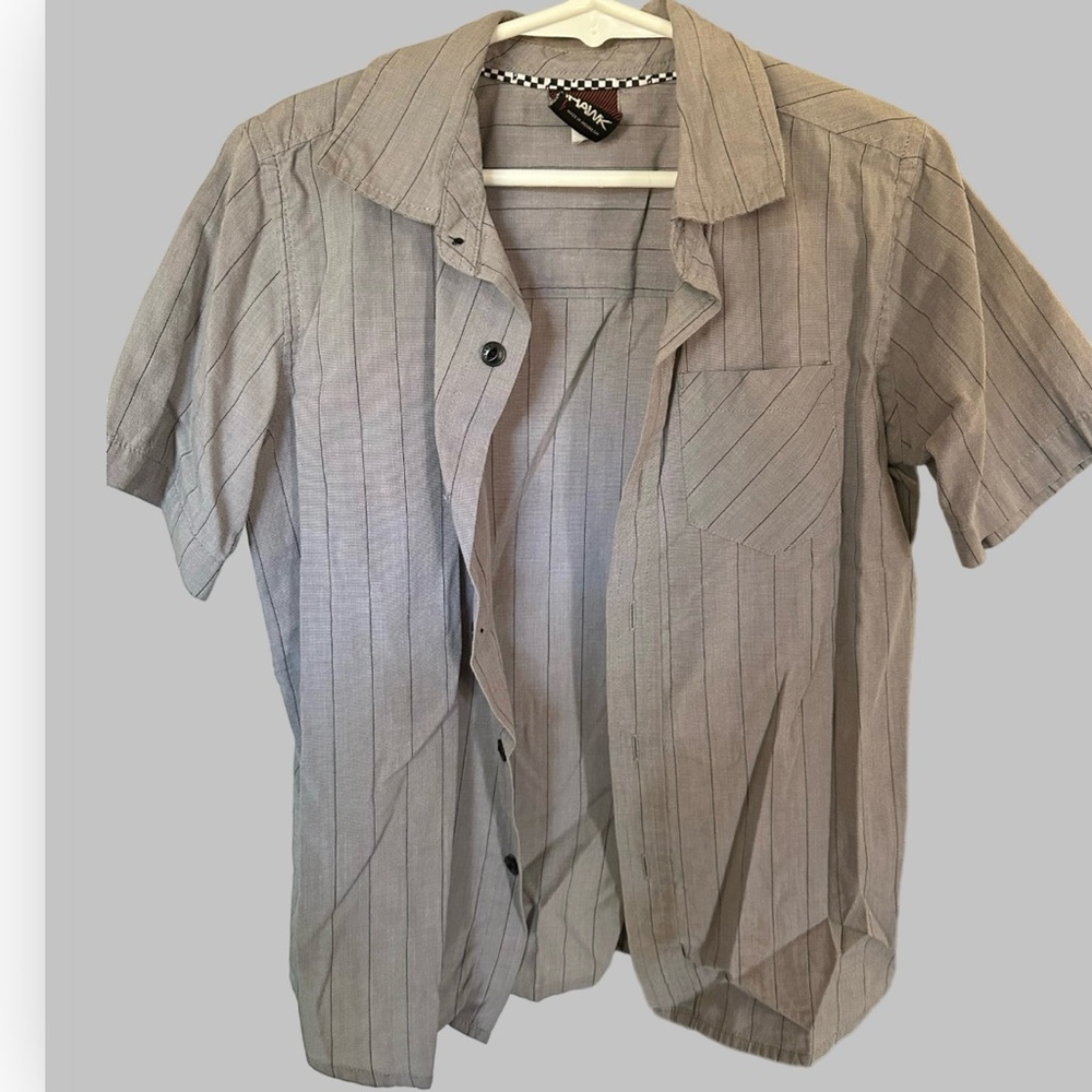 Hawk boys size 6 gray with black pin strip button down